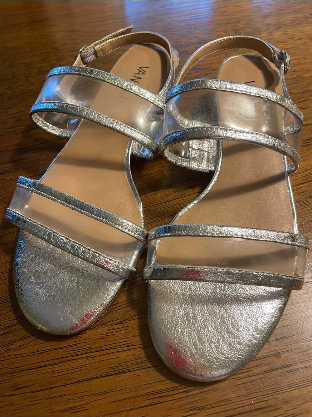 Vaneli Metallic Silver Clear-Strap Women's Sandals